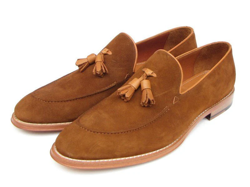 Paul Parkman Men's Suede Tassel Loafers in Tobacco - Image 6