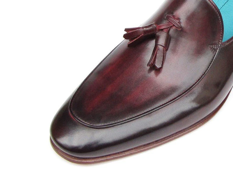 Paul Parkman Men's Tassel Loafer Black and Purple Shoes (ID#049-BLK-RP) - Image 2