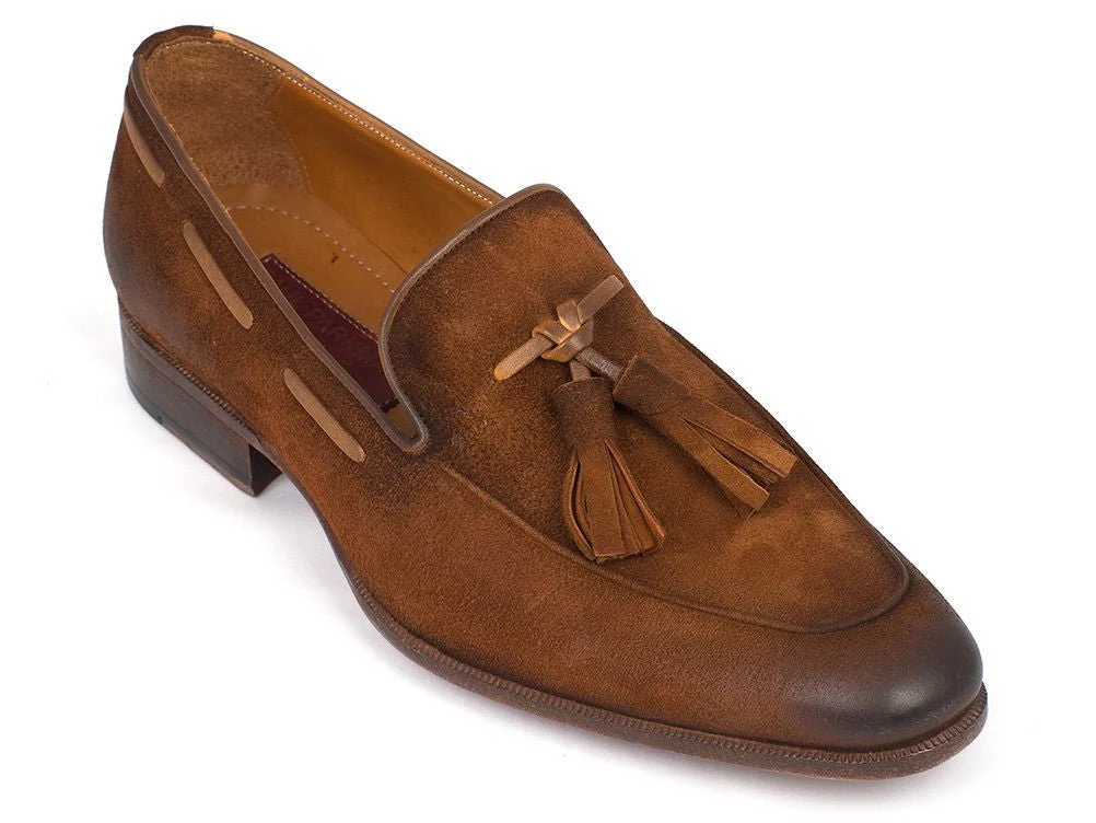 Paul Parkman Men's Tassel Loafer Brown Antique Suede Shoes (ID#TAB32FG) - Image 3