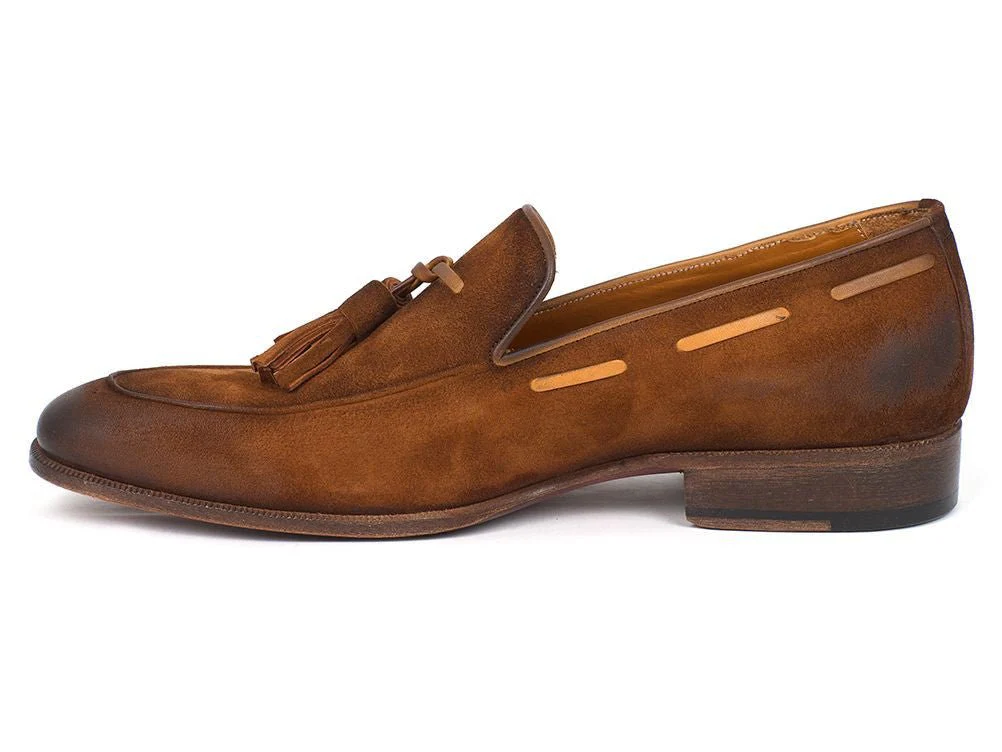 Paul Parkman Men's Tassel Loafer Brown Antique Suede Shoes (ID#TAB32FG) - Image 4