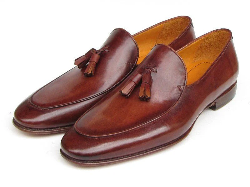 Paul Parkman Men's Tassel Loafer Brown Hand Painted Leather (ID#049-BRW) - Image 4