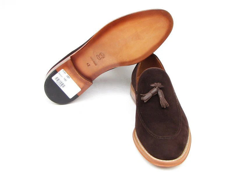 Paul Parkman Men's Tassel Loafer Brown Suede Shoes (ID#087-BRW) - Image 4