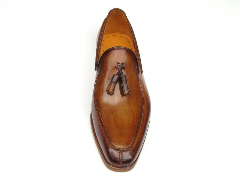 Paul Parkman Men's Tassel Loafer Camel and Brown Hand-Painted (ID#083-CML) - Image 3