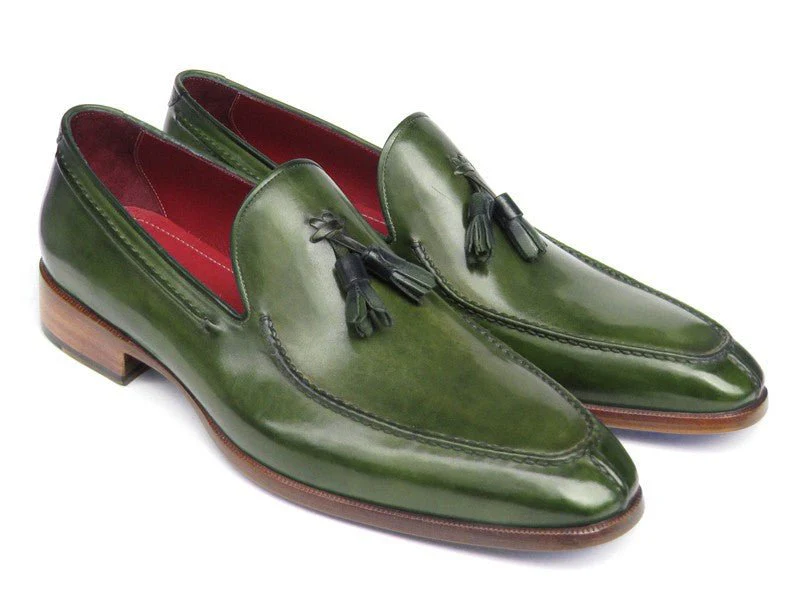 Paul Parkman Men's Tassel Loafer Green Hand Painted Leather (ID#083-GREEN) - Image 4
