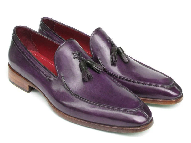 Paul Parkman Men's Tassel Loafer Purple Hand Painted Leather (ID#083-RP)