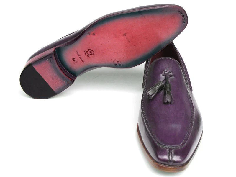Paul Parkman Men's Tassel Loafer Purple Hand Painted Leather (ID#083-RP) - Image 3