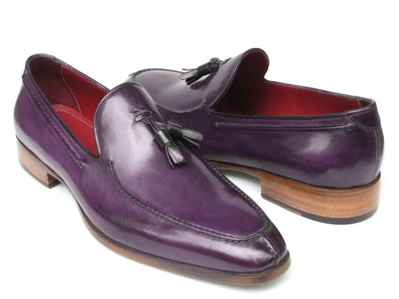 Paul Parkman Men's Tassel Loafer Purple Hand Painted Leather (ID#083-RP) - Image 4