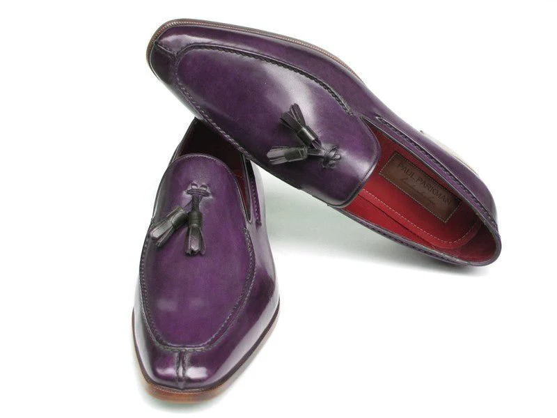 Paul Parkman Men's Tassel Loafer Purple Hand Painted Leather (ID#083-RP) - Image 6