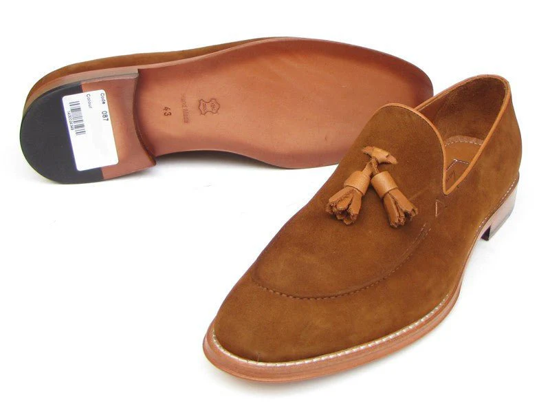 Paul Parkman Men's Tassel Loafer Tobacco Suede Shoes (ID#087-TAB) - Image 3