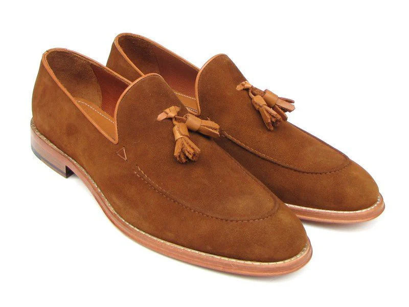 Paul Parkman Men's Tassel Loafer Tobacco Suede Shoes (ID#087-TAB) - Image 5
