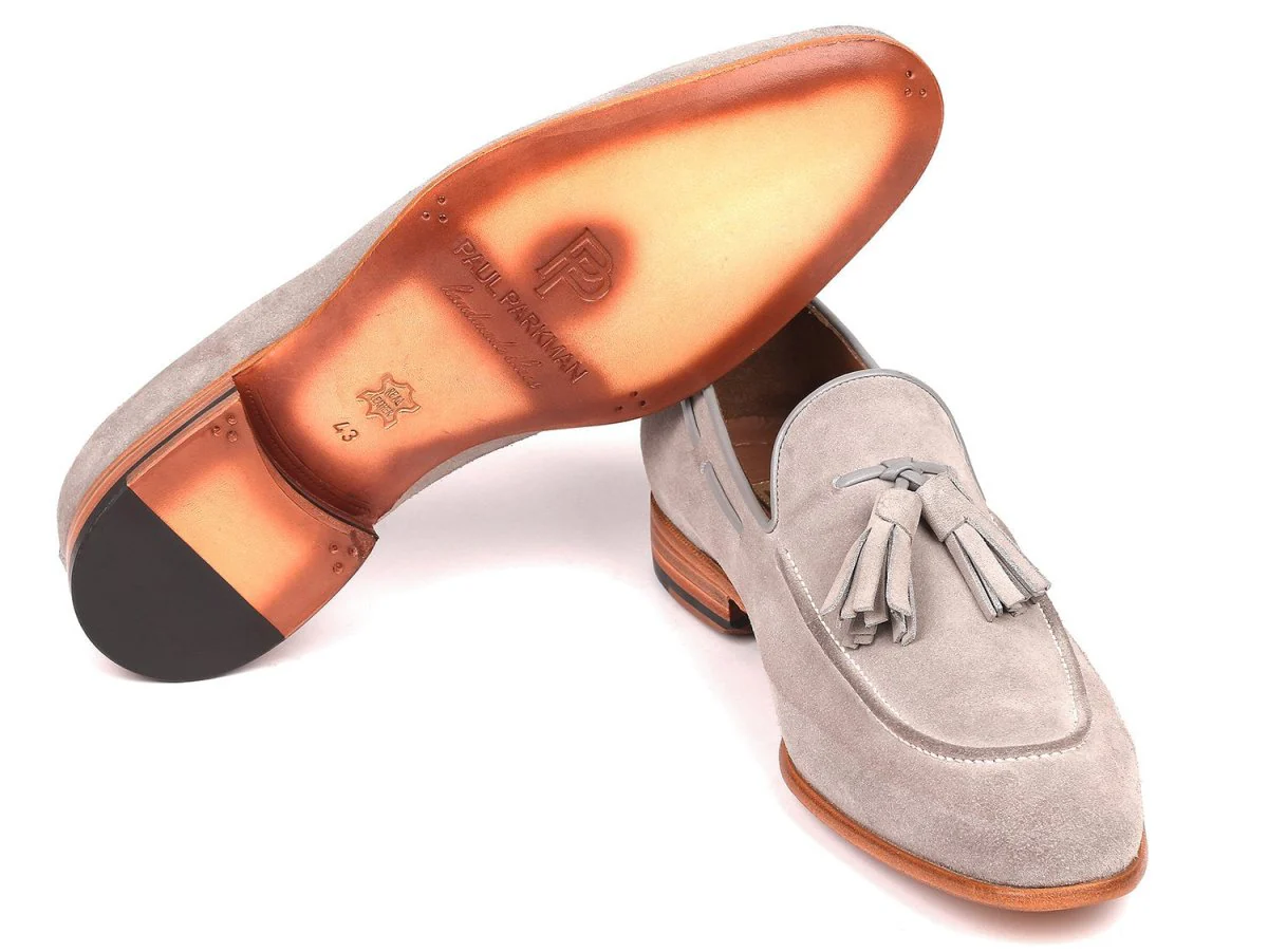 Paul Parkman Men's Tassel Loafers Grey Suede (ID#GRY32FG) - Image 2