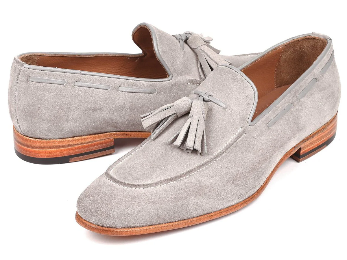Paul Parkman Men's Tassel Loafers Grey Suede (ID#GRY32FG) - Image 3