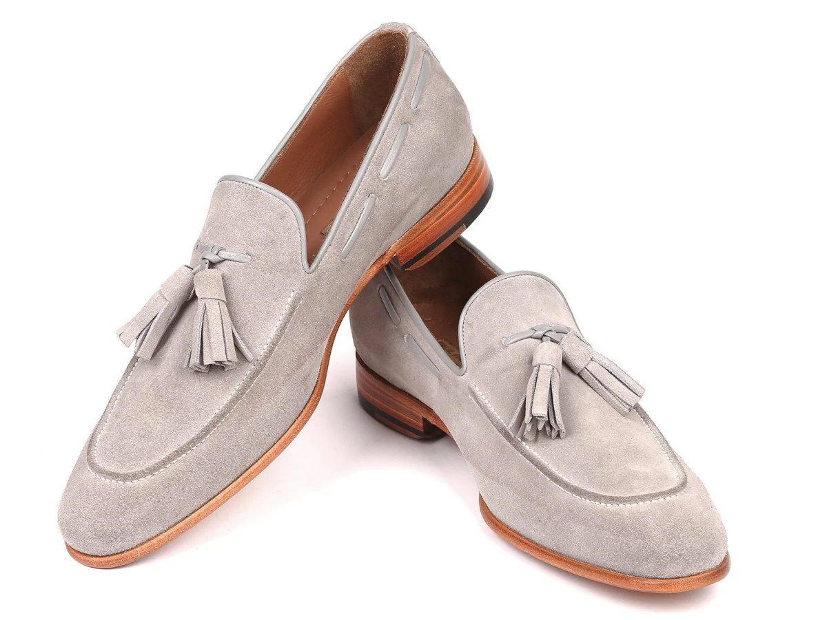 Paul Parkman Men's Tassel Loafers Grey Suede (ID#GRY32FG) - Image 4