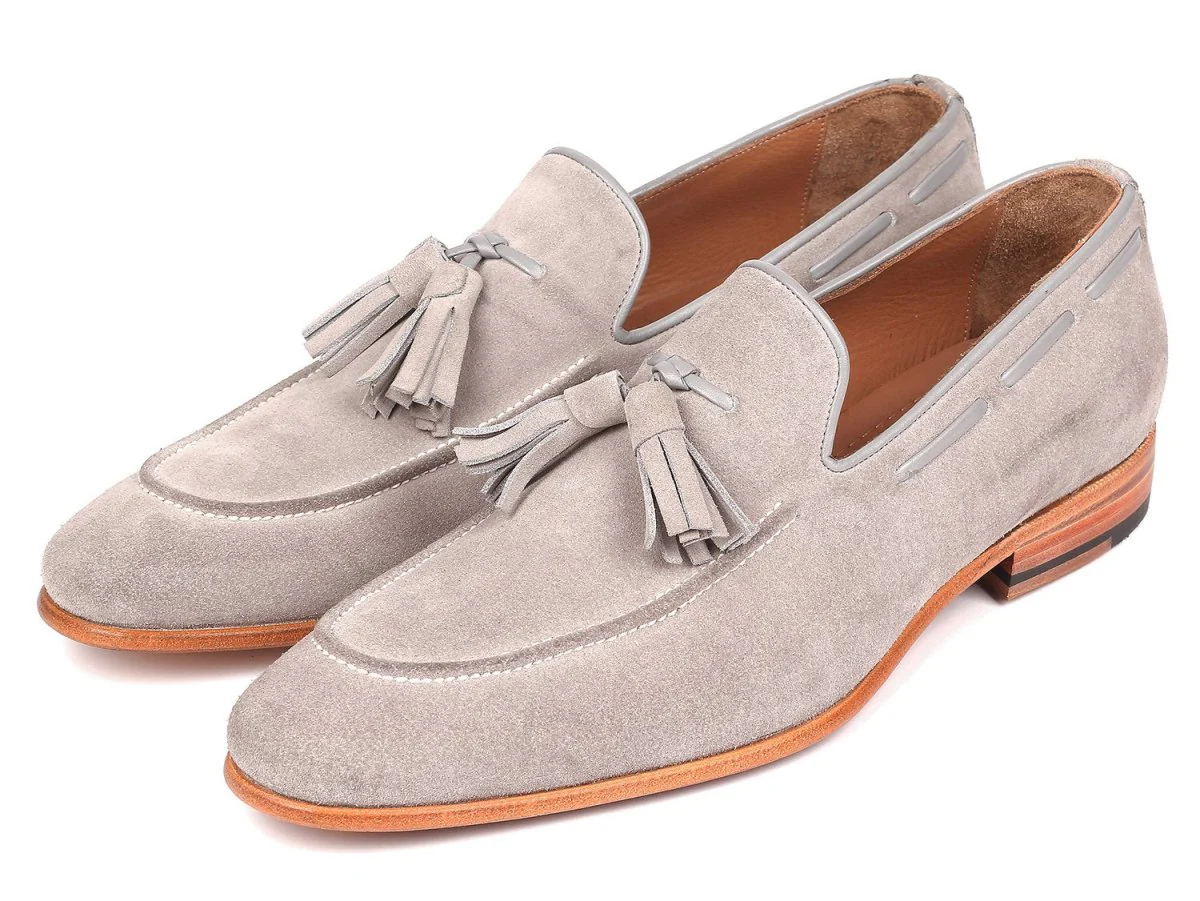 Paul Parkman Men's Tassel Loafers Grey Suede (ID#GRY32FG) - Image 6
