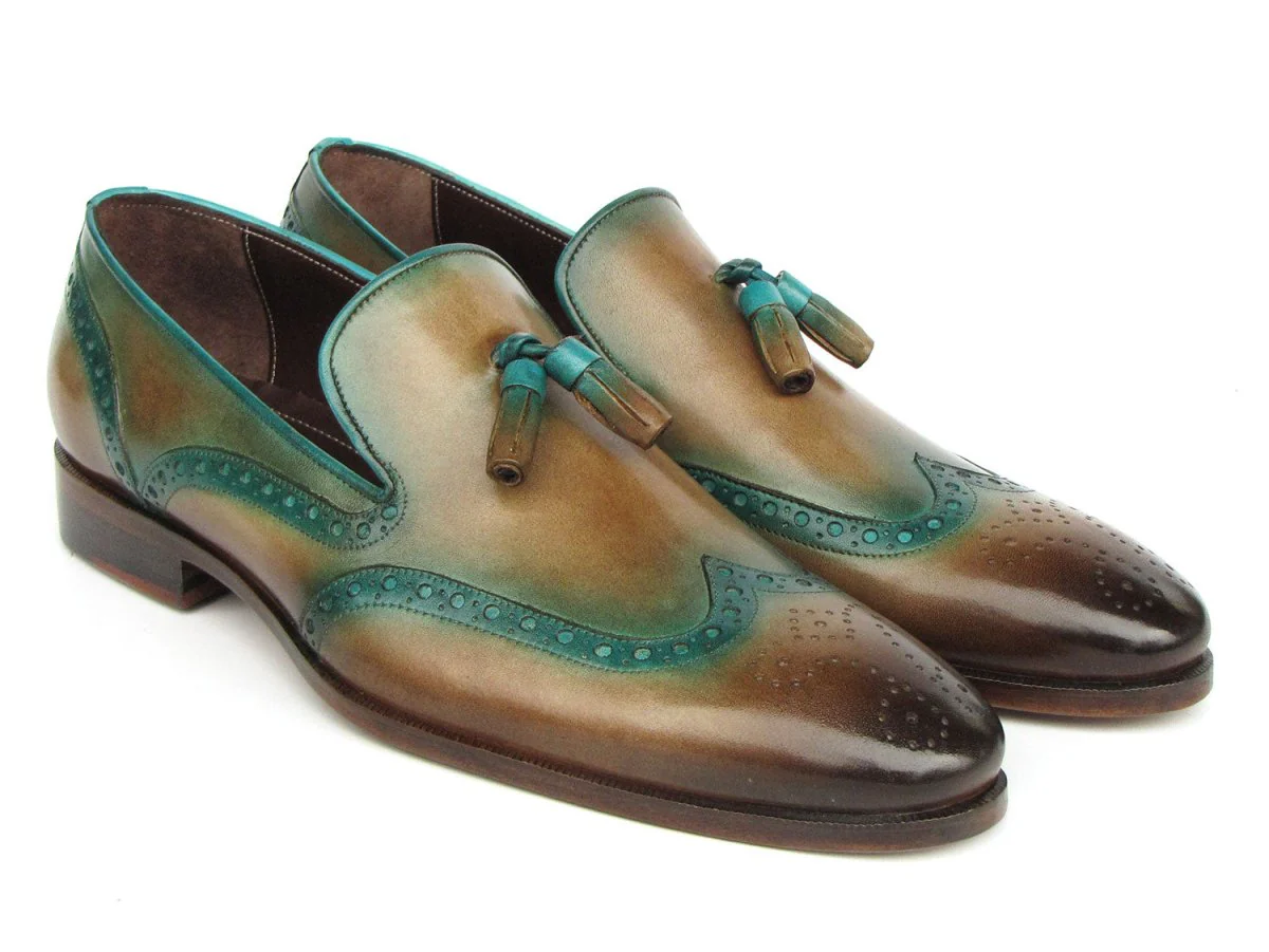 Paul Parkman Men's Tassel Loafers Olive and Green Patina (ID#WL667-OLV)