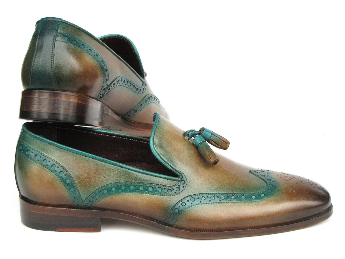 Paul Parkman Men's Tassel Loafers Olive and Green Patina (ID#WL667-OLV) - Image 2