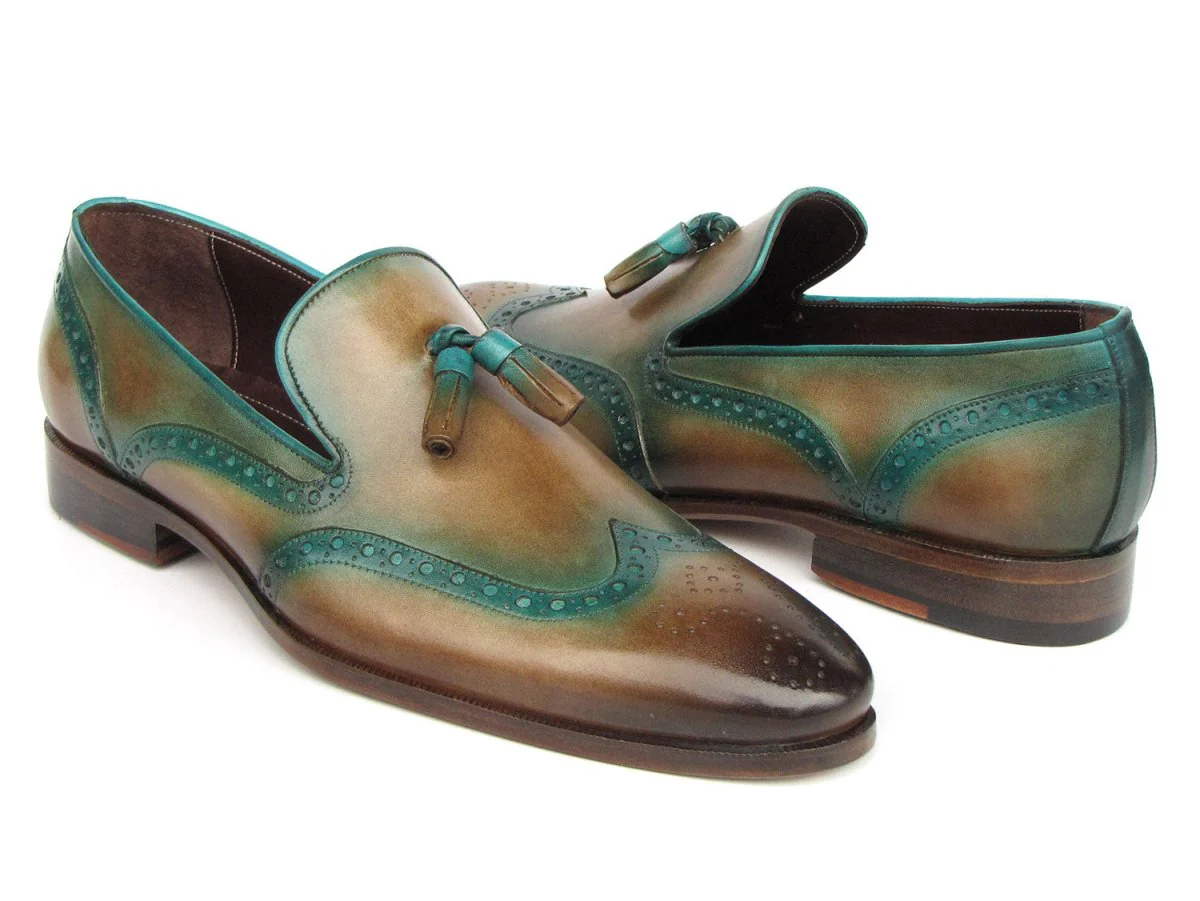 Paul Parkman Men's Tassel Loafers Olive and Green Patina (ID#WL667-OLV) - Image 3