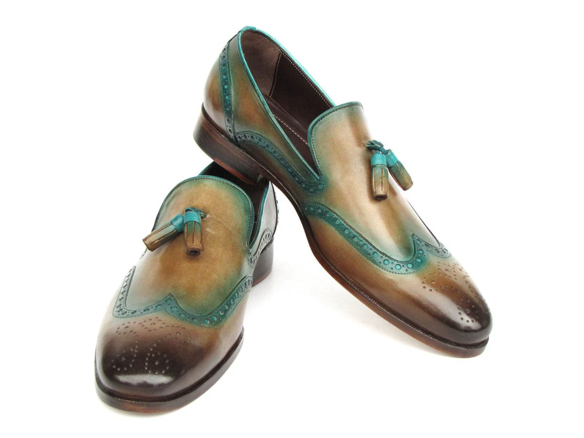 Paul Parkman Men's Tassel Loafers Olive and Green Patina (ID#WL667-OLV) - Image 4