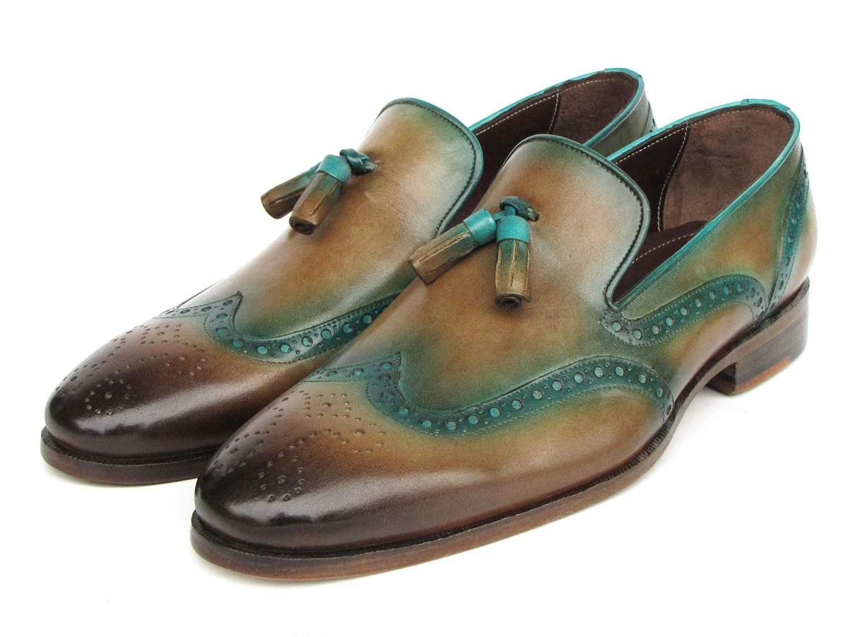 Paul Parkman Men's Tassel Loafers Olive and Green Patina (ID#WL667-OLV) - Image 6