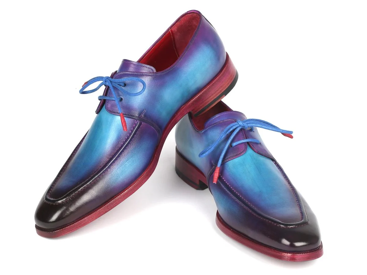 Paul Parkman Men's Turquoise and Purple Apron Derby Shoes (ID#23SX84) - Image 3