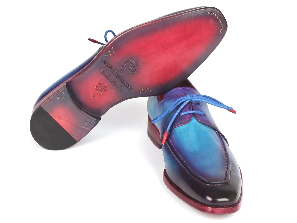 Paul Parkman Men's Turquoise and Purple Apron Derby Shoes (ID#23SX84) - Image 4