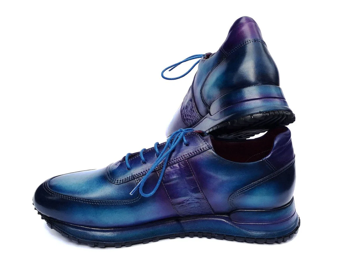 Paul Parkman Men's Turquoise and Purple Patina Sneakers - Image 2