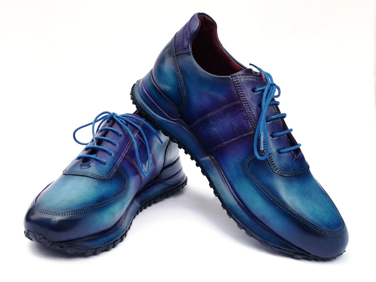 Paul Parkman Men's Turquoise and Purple Patina Sneakers - Image 4