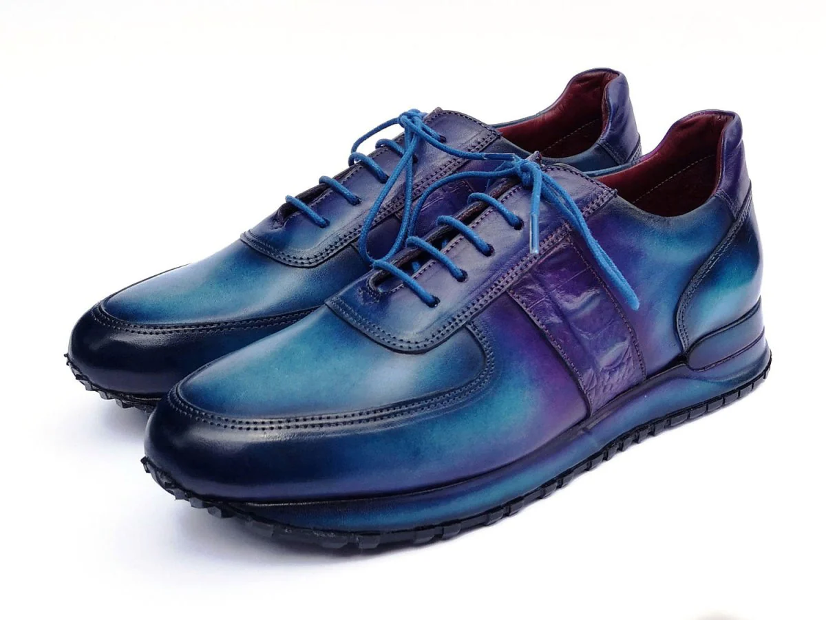 Paul Parkman Men's Turquoise and Purple Patina Sneakers - Image 6