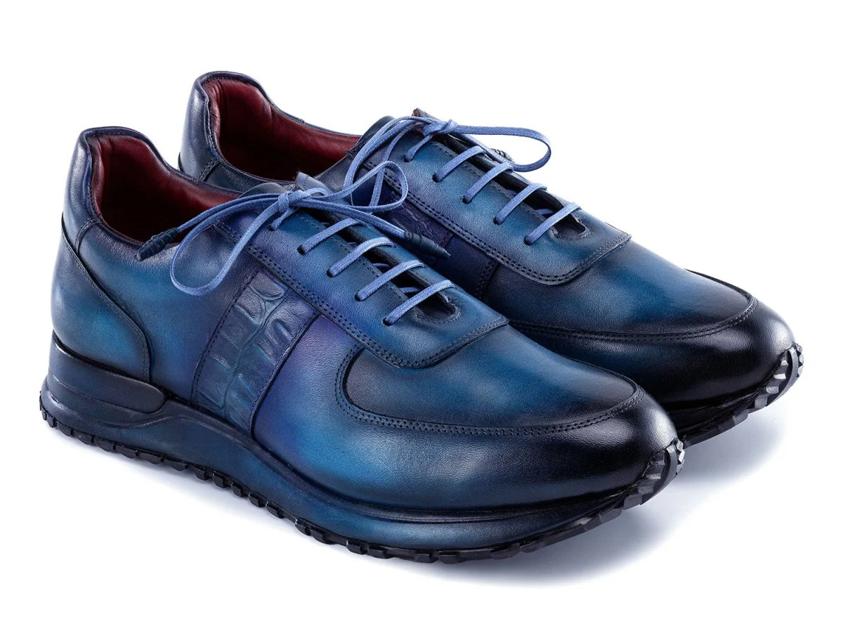 Paul Parkman Men's Turquoise and Purple Patina Sneakers (ID#LP207TQP)