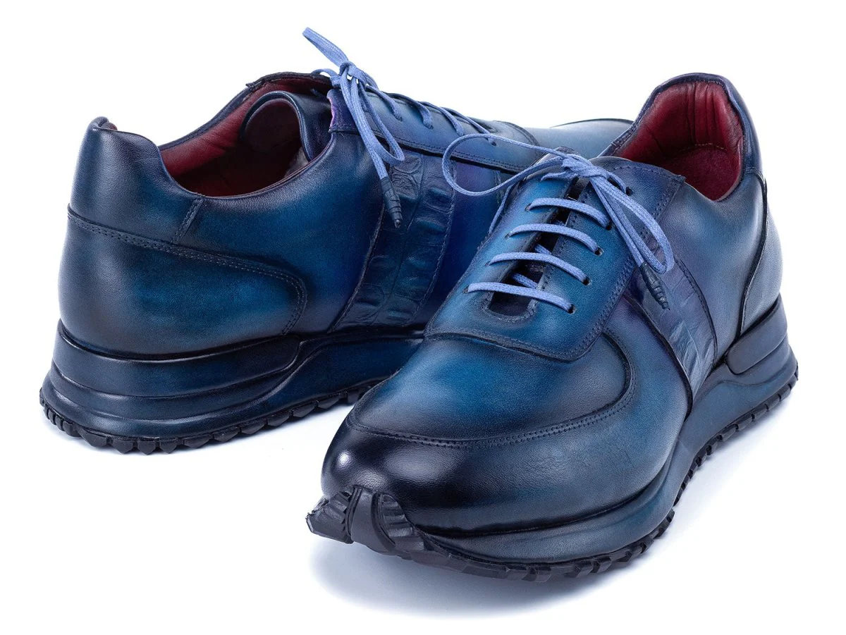 Paul Parkman Men's Turquoise and Purple Patina Sneakers (ID#LP207TQP) - Image 3