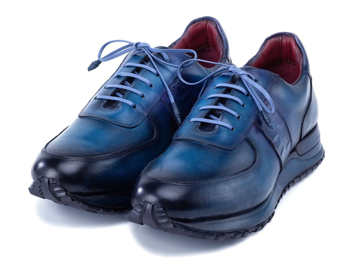 Paul Parkman Men's Turquoise and Purple Patina Sneakers (ID#LP207TQP) - Image 5