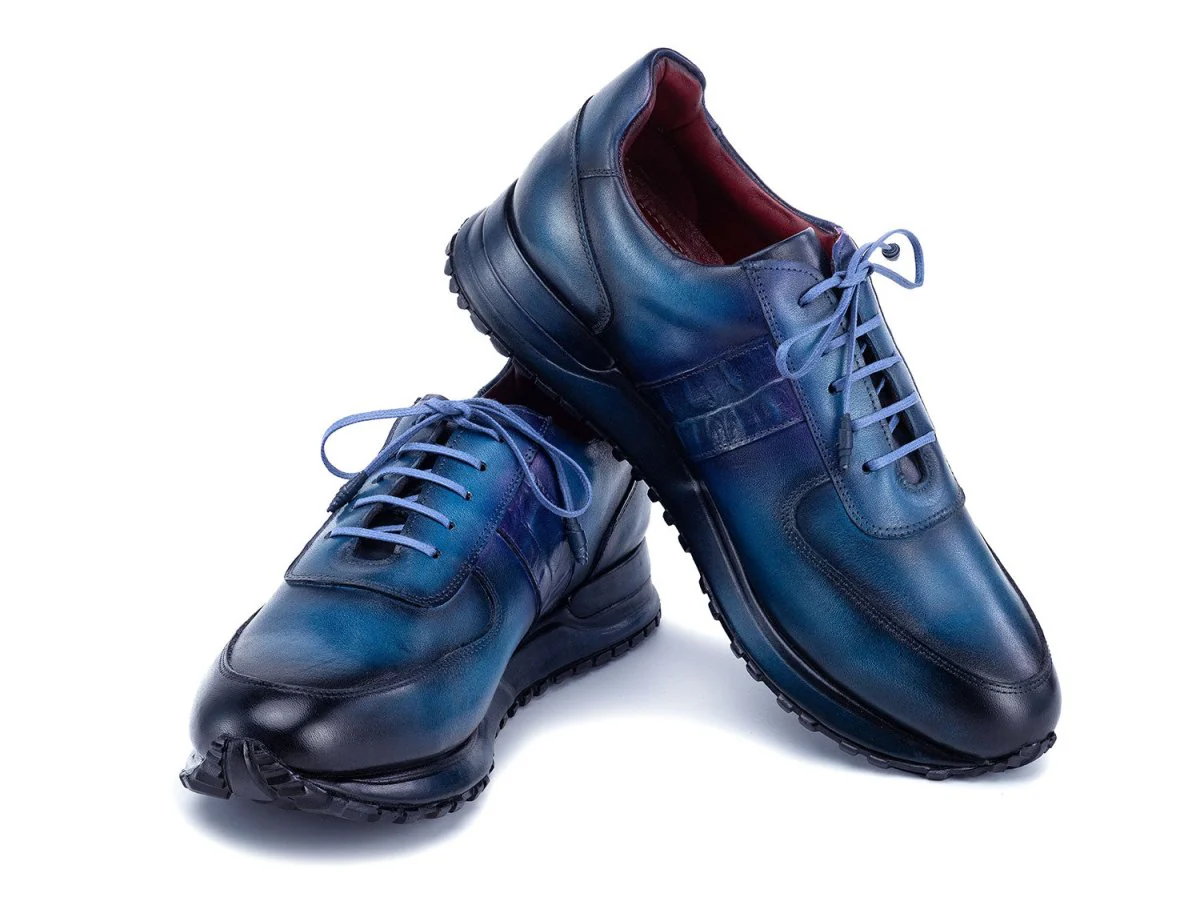 Paul Parkman Men's Turquoise and Purple Patina Sneakers (ID#LP207TQP) - Image 6