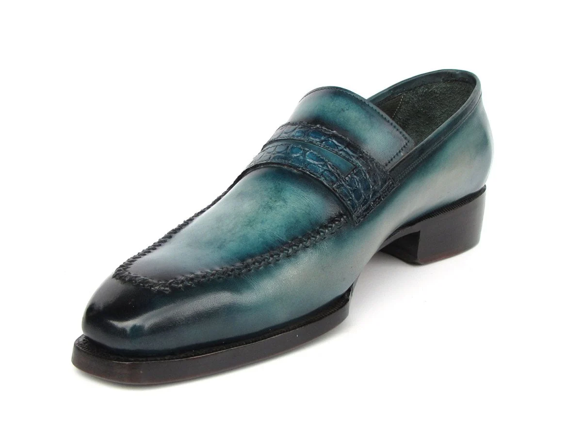 Paul Parkman Men's Turquoise Patina Handmade Loafers - Image 4