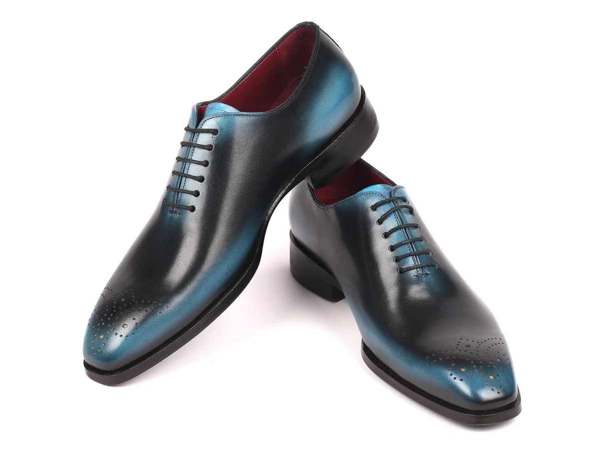 Paul Parkman Men's Wholecut Oxfords in Black and Blue - Image 3
