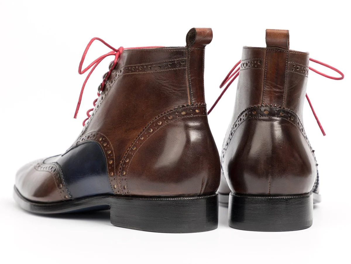 Paul Parkman Men's Wingtip Ankle Boots in Brown and Blue - Image 2