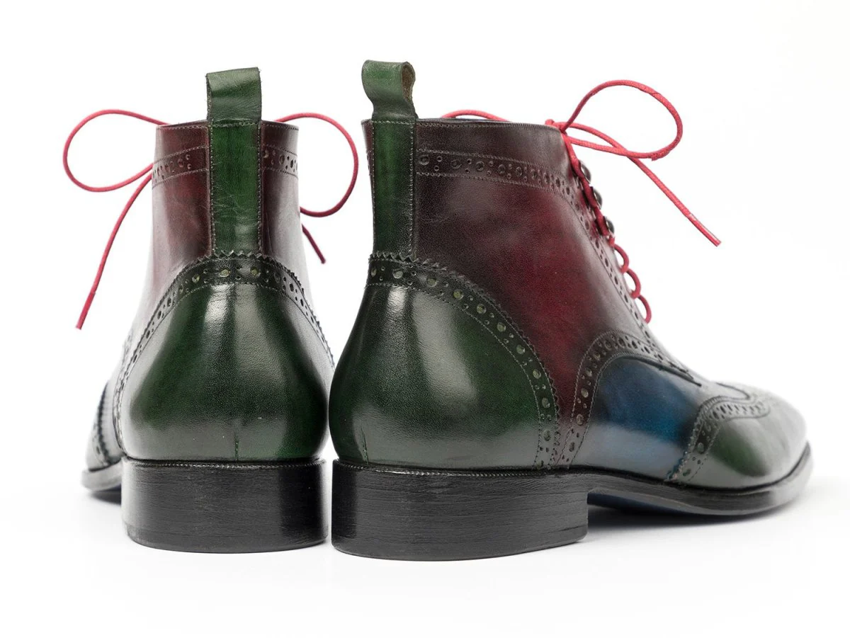 Paul Parkman Men's Wingtip Ankle Boots in Green, Blue and Bordeaux - Image 3