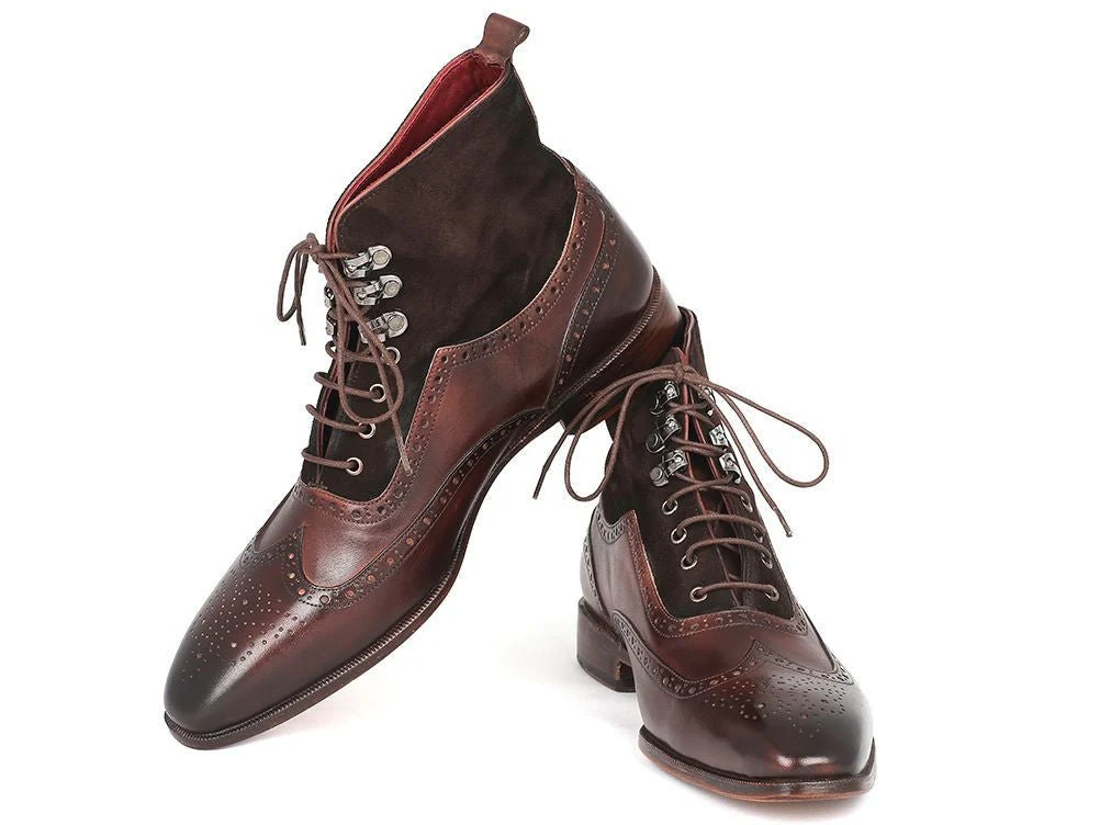 Paul Parkman Men's Wingtip Boots Brown Suede and Calfskin (ID#991-BRW) - Image 4