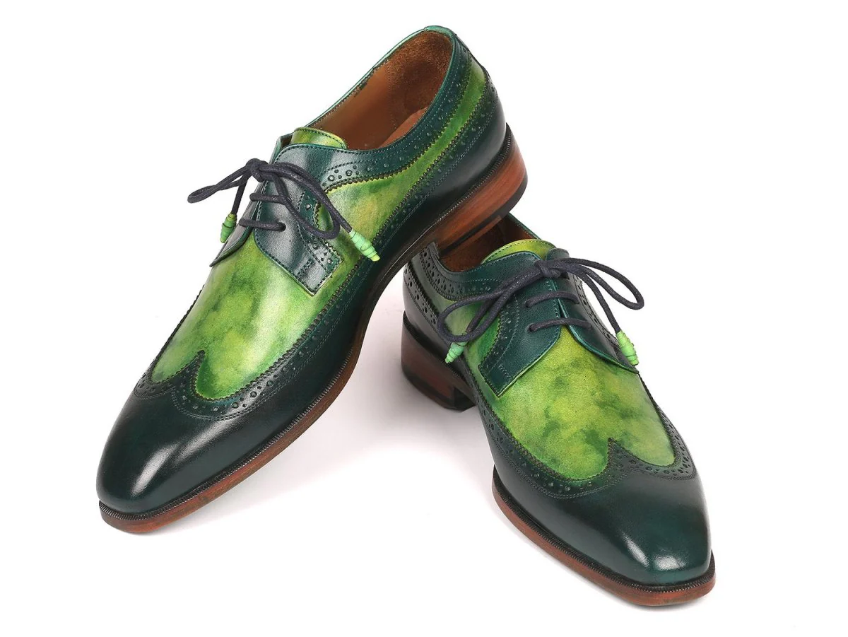 Paul Parkman Men's Wingtip Derby Shoes in Green Dual Tone - Image 5