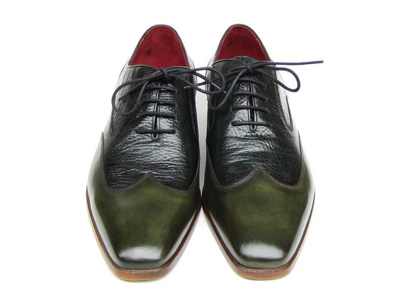 Paul Parkman Men's Wingtip Oxford Floater Leather Green (ID#023-GREEN) - Image 5