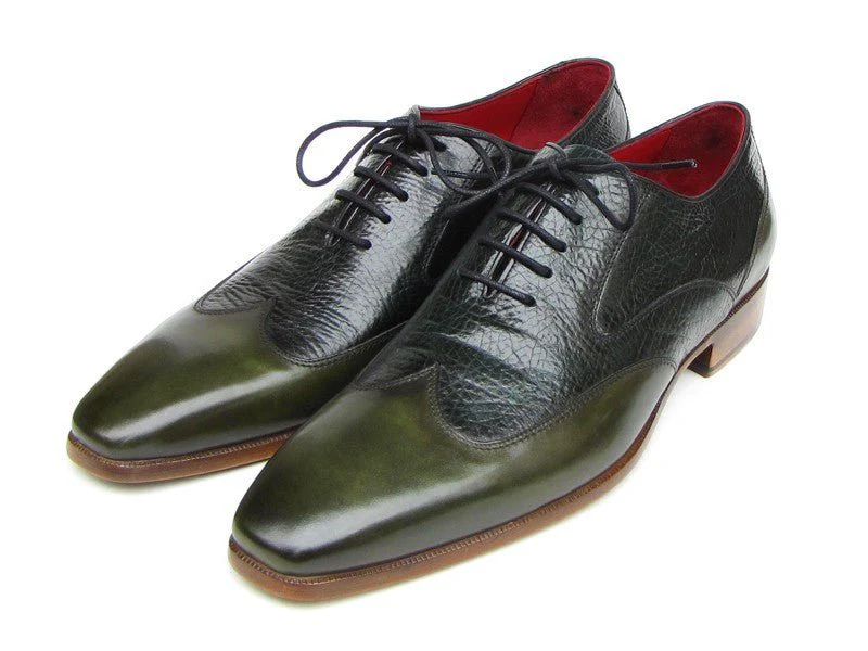 Paul Parkman Men's Wingtip Oxford Floater Leather Green (ID#023-GREEN) - Image 6
