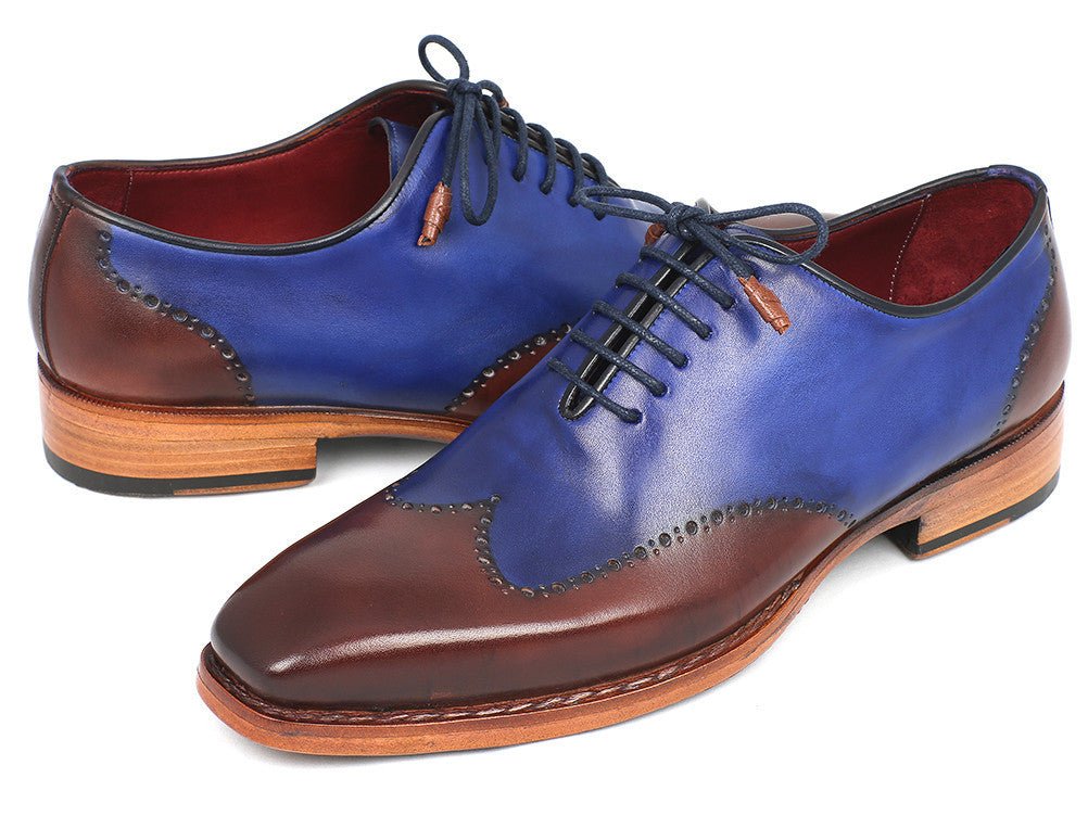 Paul Parkman Men's Wingtip Oxford Goodyear Welted Blue and Brown (ID#81BLU57) - Image 2