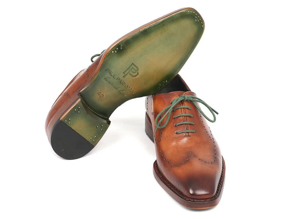 Paul Parkman Men's Wingtip Oxford Goodyear Welted Camel Brown (ID#87CML66) - Image 3