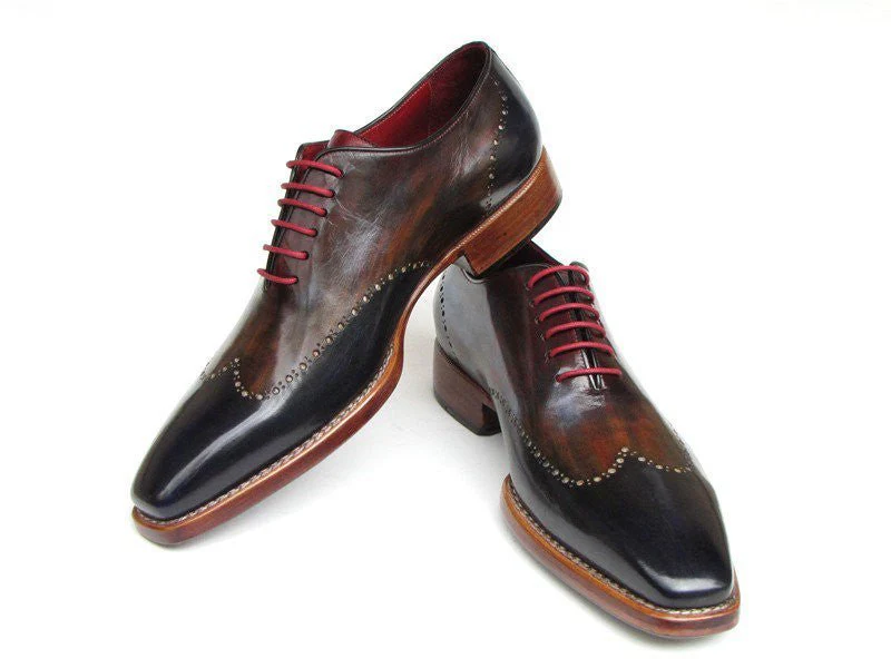 Paul Parkman Men's Wingtip Oxford Goodyear Welted Navy Red Black (ID#081-MIX) - Image 4