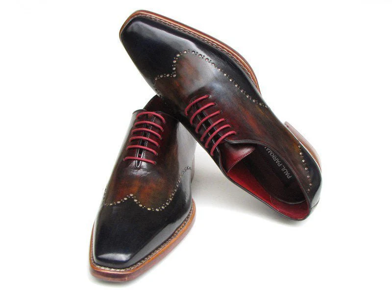 Paul Parkman Men's Wingtip Oxford Goodyear Welted Navy Red Black (ID#081-MIX) - Image 5