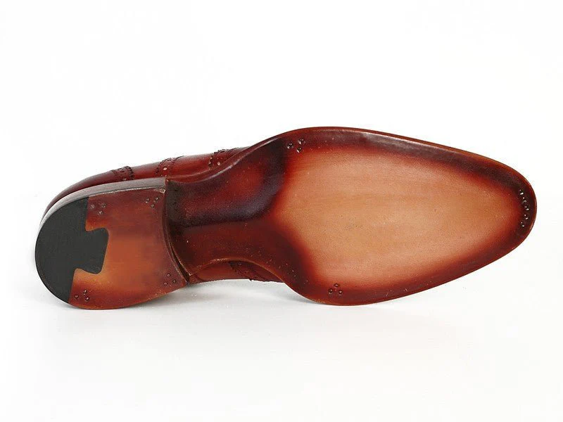 Paul Parkman Men's Wingtip Oxfords Bordeaux and Camel (ID#027B) - Image 2