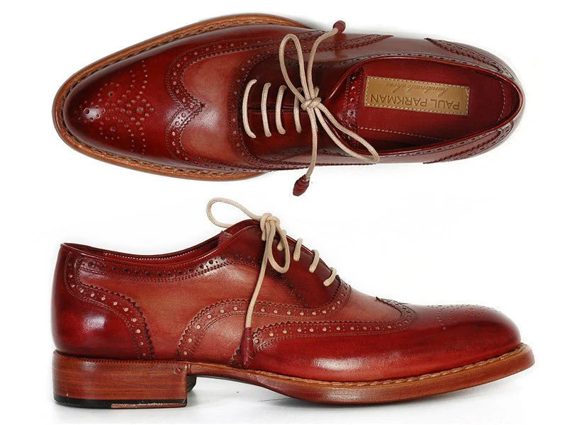 Paul Parkman Men's Wingtip Oxfords in Bordeaux and Camel