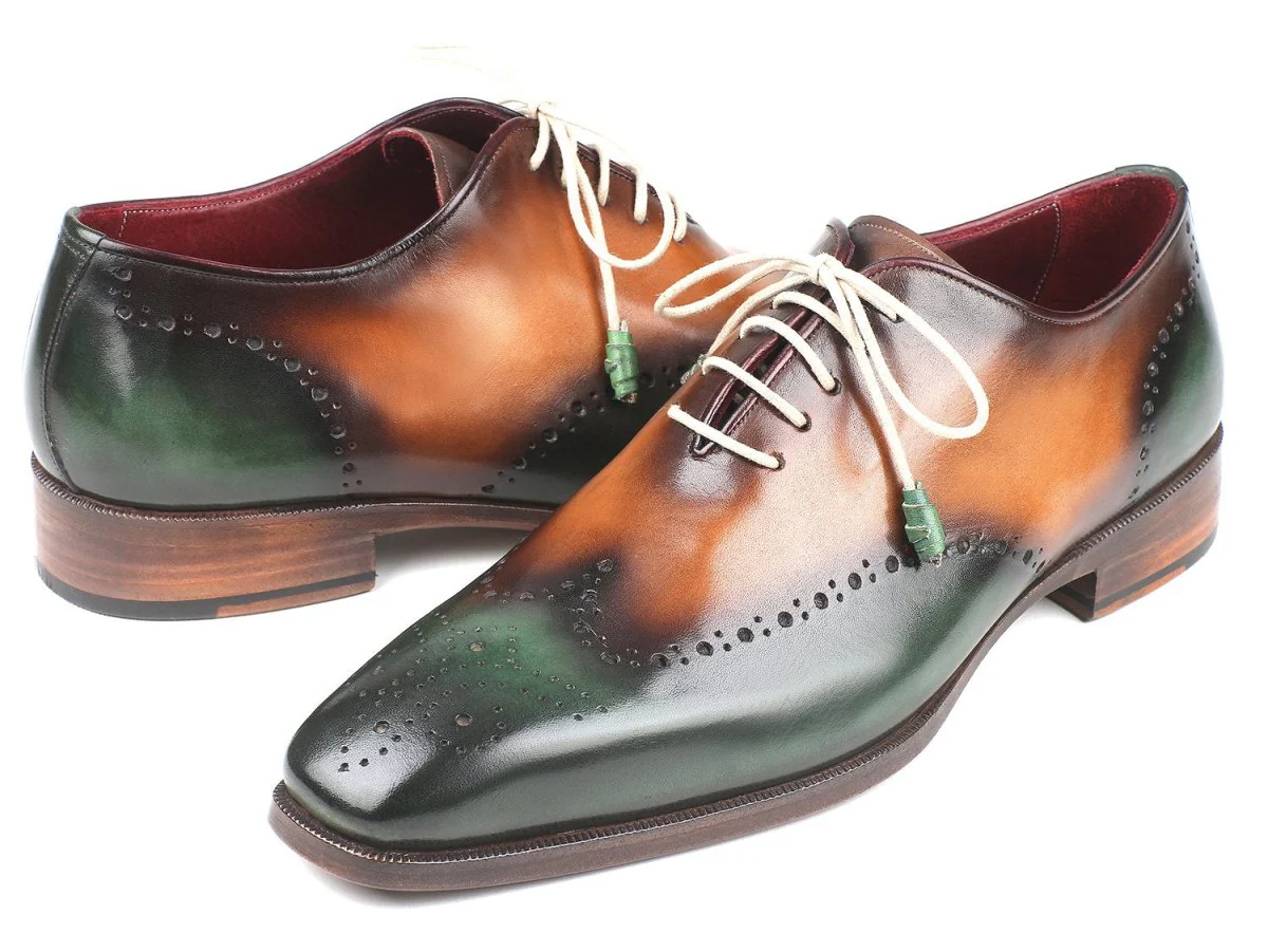 Paul Parkman Men's Wingtip Oxfords in Green and Camel - Image 2