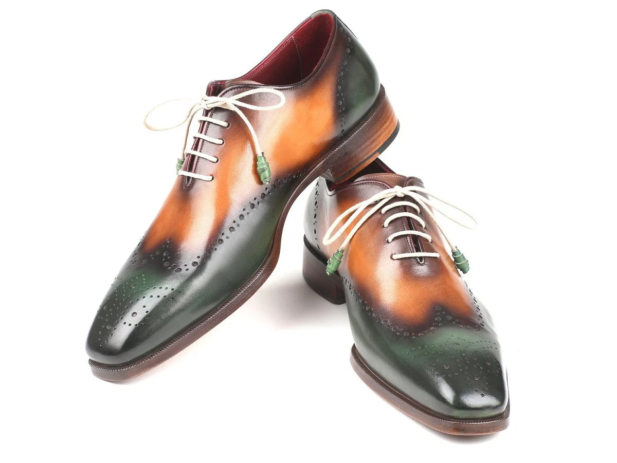 Paul Parkman Men's Wingtip Oxfords in Green and Camel - Image 5