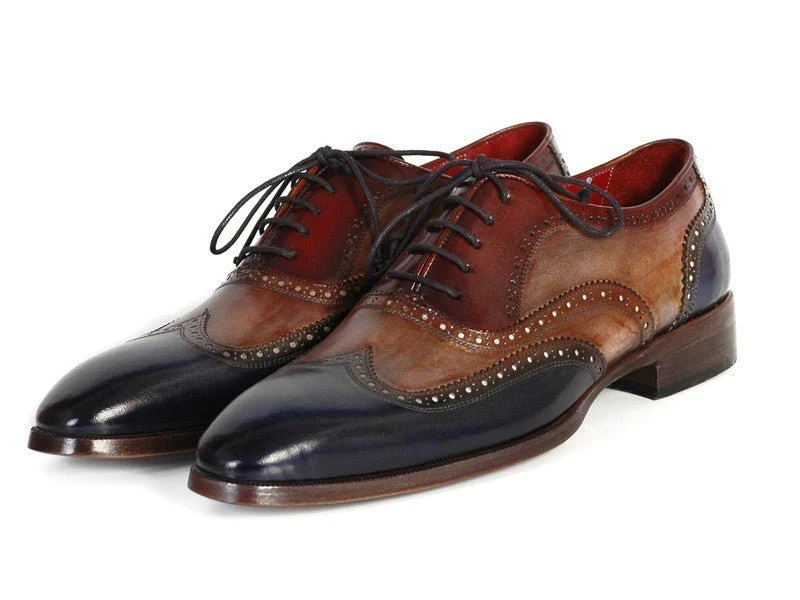 Paul Parkman Men's Wingtip Oxfords in Navy, Camel and Bordeaux - Image 5