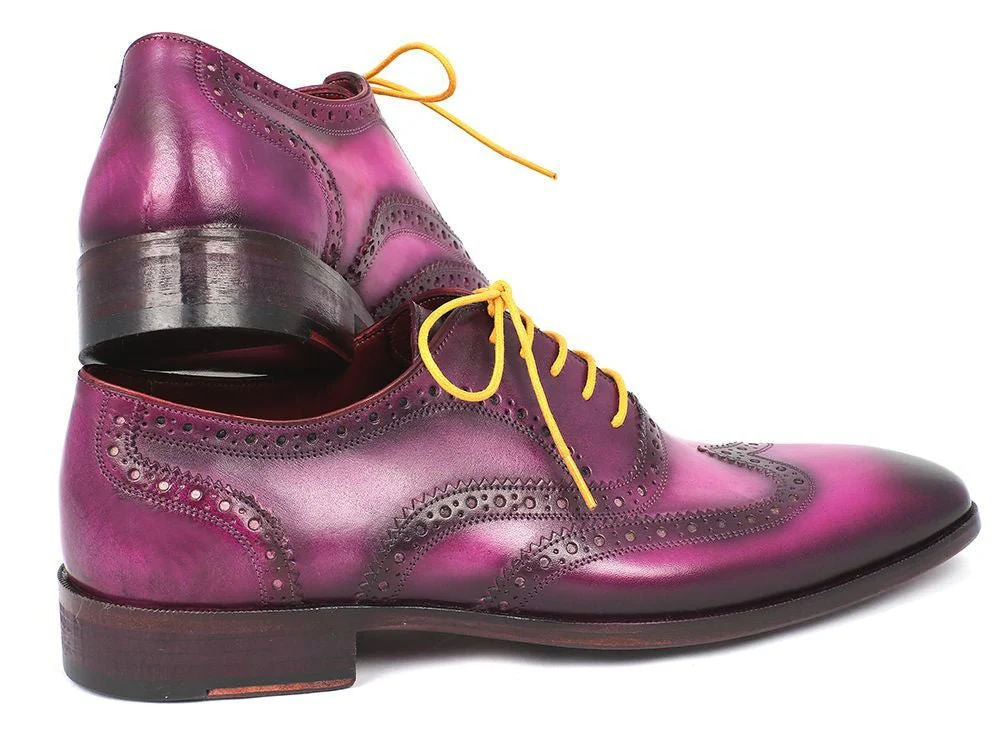 Paul Parkman Men's Wingtip Oxfords Lilac Handpainted Calfskin (ID#228-LIL) - Image 5